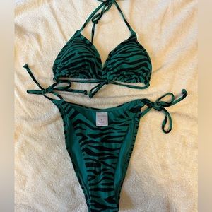 Green & Black zebra print bikini set.